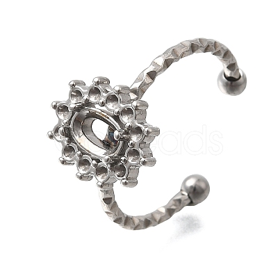 Oval 304 Stainless Steel Adjustable Cuff Ring Components STAS-H237-02A-P-1