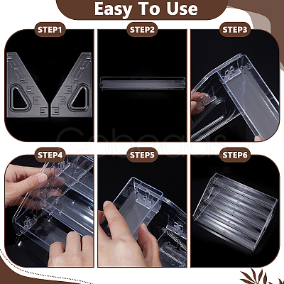 6-Tier PA Plastic Display Riser Stands for Mini Card DJEW-WH0028-002A-1