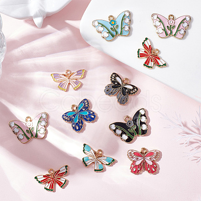 36Pcs 9 Style Alloy Enamel Pendants ENAM-SC0002-89-1