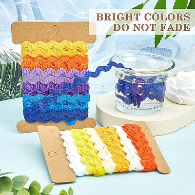 4 Cards 2 Styles  Polyester Wavy Fringe Trim Ribbon DIY-GF0009-48B-1