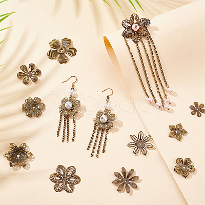 200Pcs 10 Style Iron Bead Caps IFIN-PH0005-15AB-1
