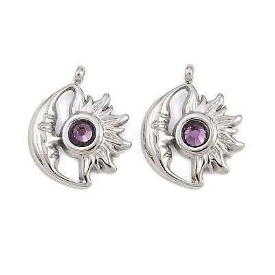 304 Stainless Steel Rhinestone Pendants STAS-Z166-24P-02-1