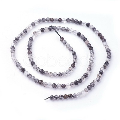 Natural Black Rutilated Quartz Beads Strands G-F619-10B-3mm-1