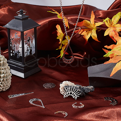 16Pcs 8 Style 201 Stainless Steel Pendant Links STAS-SC0003-55-1