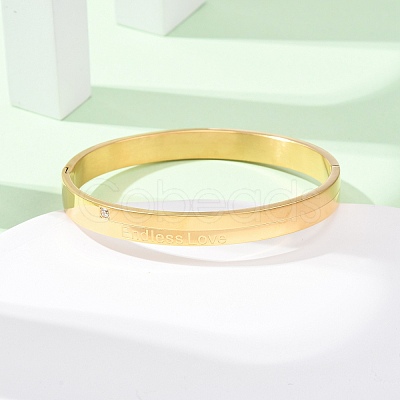 304 Stainless Steel Micro Pave Cubic Zirconia Bangles for Women BJEW-B161-02G-1