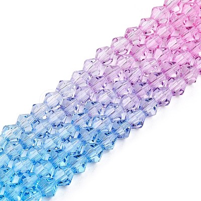 Gradient Color Baking Paint Glass Bead Strands DGLA-A039-T4mm-A06-1