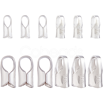 12Pcs 2 Styles S925 Sterling Silver Cord End STER-HS0001-32B-1