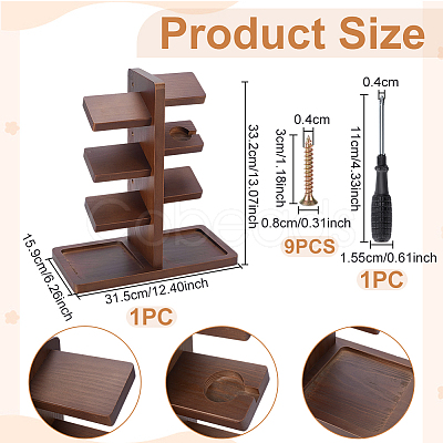 Wood Watch Organizer Display Tower Stands with Tray ODIS-WH0078-60-1