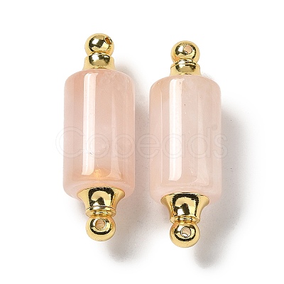 Natural Rose Quartz Connector Charms G-Z039-01G-03-1