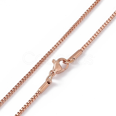 304 Stainless Steel Box Chain Necklaces for Men Women NJEW-G091-01RG-1