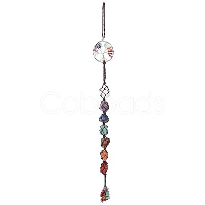 Wire Wrapped Chips Natural Gemstone Big Pendant Decorations HJEW-WH0021-32-1