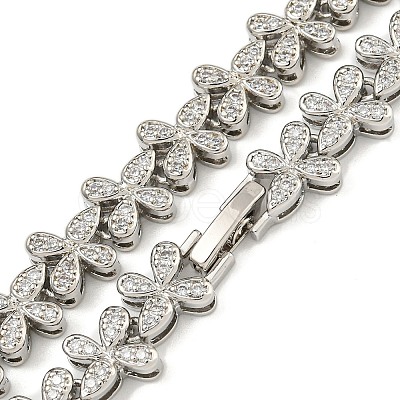 Rack Plating Brass Pave Cubic Zirconia Butterfly Link Necklaces NJEW-A031-03P-05-1