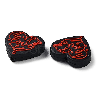 Food Grade Heart with Word Love Silicone Focal Beads LS-SIL-NH0001-01B-1
