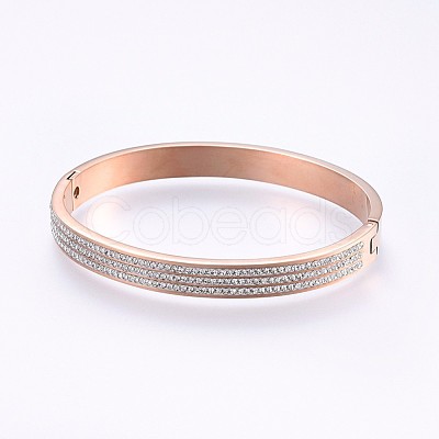 304 Stainless Steel Bangles BJEW-P223-28RG-1