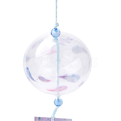 Japanese Wind Chimes Glass Wind Bells Handmade Pendants for Birthday Gift and Home Decors HJEW-WH0017-04-1
