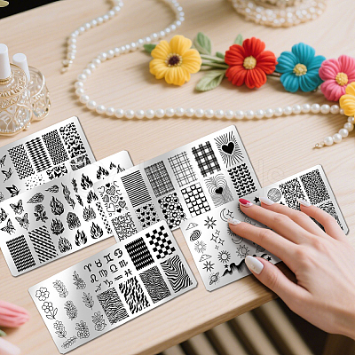 Stainless Steel DIY Nail Art Templates MRMJ-WH0098-058-1