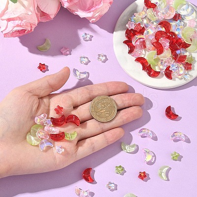 100Pcs 2 Styles Transparent Spray Painted Glass Beads GLAA-YW0005-14A-1