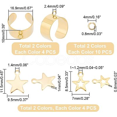 Unicraftale DIY Star Charm Cuff Ring Making Kit DIY-UN0003-68-1