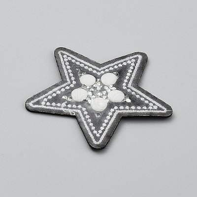 Star Plastic Pearl with Rhinestone Cloth Sew on Appliques PATC-WH0008-137-1