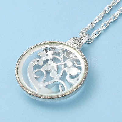 Alloy Flower & Glass Magnifying Pendant Necklace for Women MAGL-PW0001-01S-1