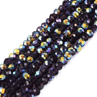 AB Color Plated Transparent Glass Rondelle Beads Strands EGLA-T029-2mm-10U-1