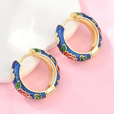 Brass Enamel Hoop Earrings KK-CBA8324-13G-02-1