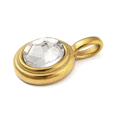 Golden Plated 304 Stainless Steel Rhinestone Pendants STAS-Q253-01G-01-1