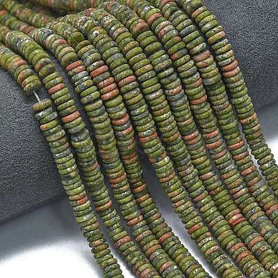 Frosted Natural Unakite Beads Strands G-K389-C21-01-1