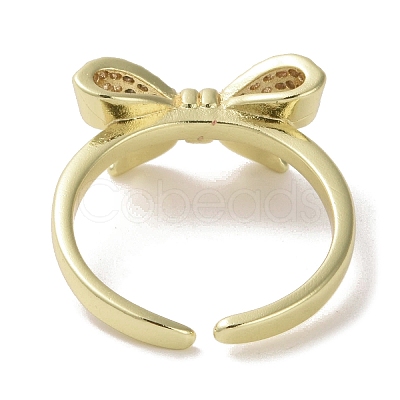 Brass Micro Pave Cubic Zirconia Open Cuff Ring RJEW-K256-58D-G-1