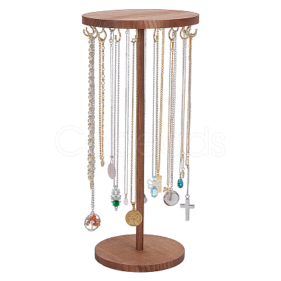 Round Wooden Necklace Display Stands ODIS-WH0030-278-1