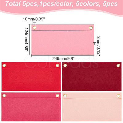 5Pcs 5 Colors Felt Purse Organizer Insert AJEW-WR0001-52-1