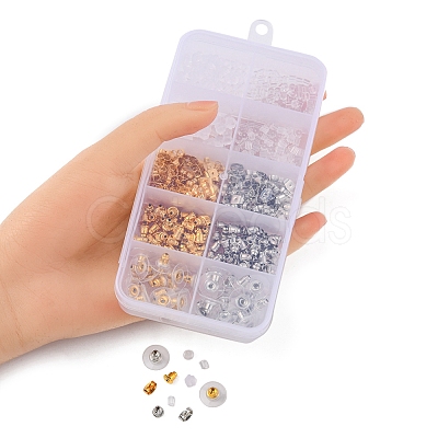 740Pcs 10 Style Brass & Iron & Plastic Ear Nuts DIY-YW0006-34-1