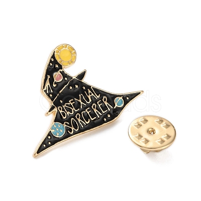 Gothic Witch Hat Zinc Alloy Black Enamel Pin Brooches JEWB-D070-02G-03-1