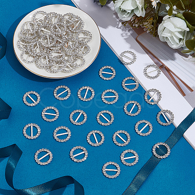 60Pcs Alloy Rhinestone Slider Buckles FIND-CY0001-93-1