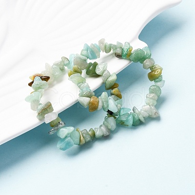 Unisex Chip Natural Flower Amazonite Beaded Stretch Bracelets BJEW-S143-26-1