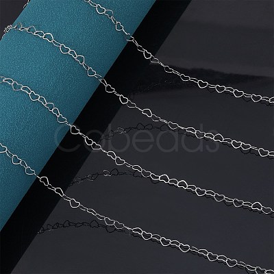 10M 304 Stainless Steel Heart Link Chains STAS-SZ0003-37-1