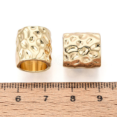 Textured Rack Plating Alloy Large Hole Beads PALLOY-T091-43G-1