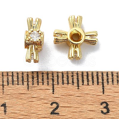 Rack Plating Brass Micro Pave Clear Cubic Zirconia Beads KK-U014-10A-G-1