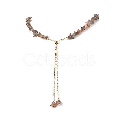 Adjustable Natural Multi-Moonstone Chip Beaded Necklaces NJEW-JN05933-1