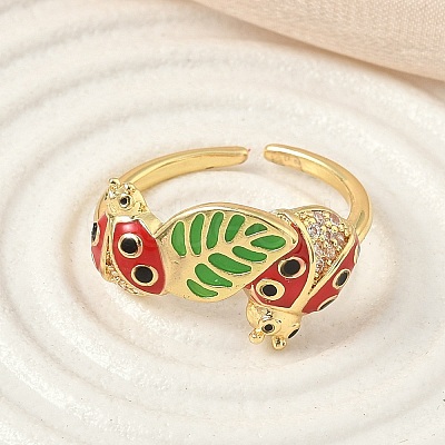 Brass Micro Pave Cubic Zirconia Cuff Rings for Women RJEW-F196-01G-1