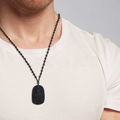 4Pcs 4 Styles Glass Pendant Necklaces NJEW-OC0001-04B-1