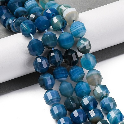 Natural Banded Agate(Dyed & Heated) Beads Strands G-C171-D01-01-1