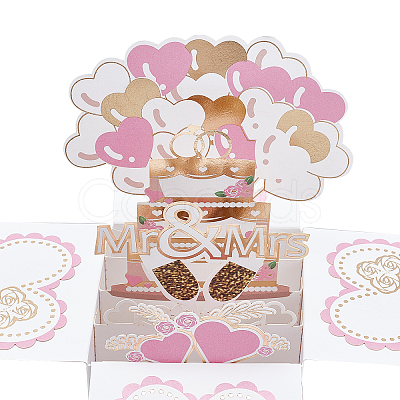 3D Pop Up Cake & Balloons Box Greeting Card AJEW-WH0258-100A-1