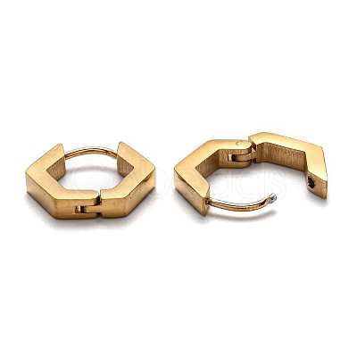 304 Stainless Steel Hexagon Huggie Hoop Earrings STAS-H156-03A-G-1