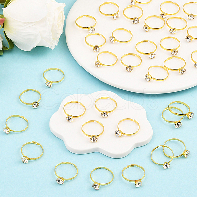40Pcs Adjustable Alloy Rhinestone Finger Rings for Women RJEW-SP0001-02G-1