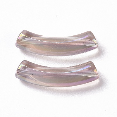 UV Plating Transparent Rainbow Iridescent Acrylic Beads OACR-A016-01L-1