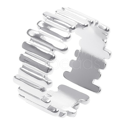 Elegant Striped 304 Stainless Steel Wide Band Rings FM3667-1-1