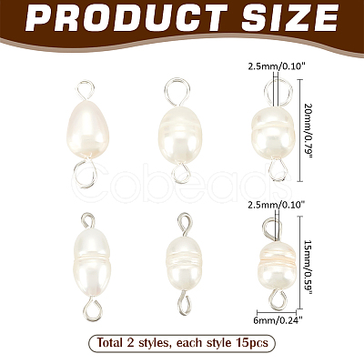 30Pcs 2 Styles Natural Cultured Freshwater Pearl Bead Links Connectors FIND-PH0021-35-1