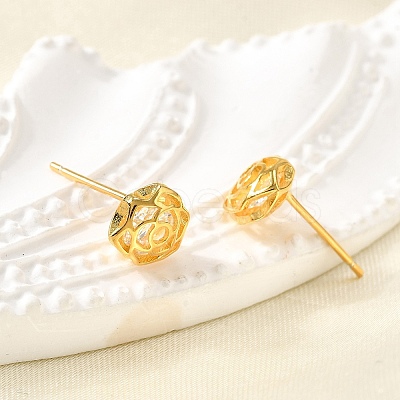 Rose 925 Sterling Silver Micro Pave Clear Cubic Zirconia Stud Earrings EJEW-S271-01G-1
