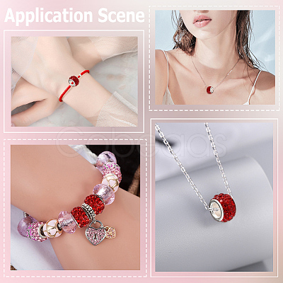 80Pcs Polymer Clay Rhinestone European Large Hole Beads with Silver Color Plated Brass Cores FPDL-LT0001-02A-1